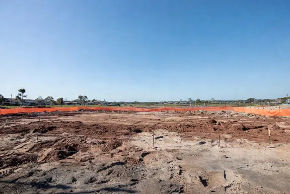 After land clearing 3.2 acre infill development site Southside Jacksonville FL build ready foundation prep complete