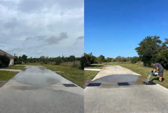 before after catch basin system baymeadows southside jacksonville fl 3 inlets impervious surface runoff pooling resolved one day