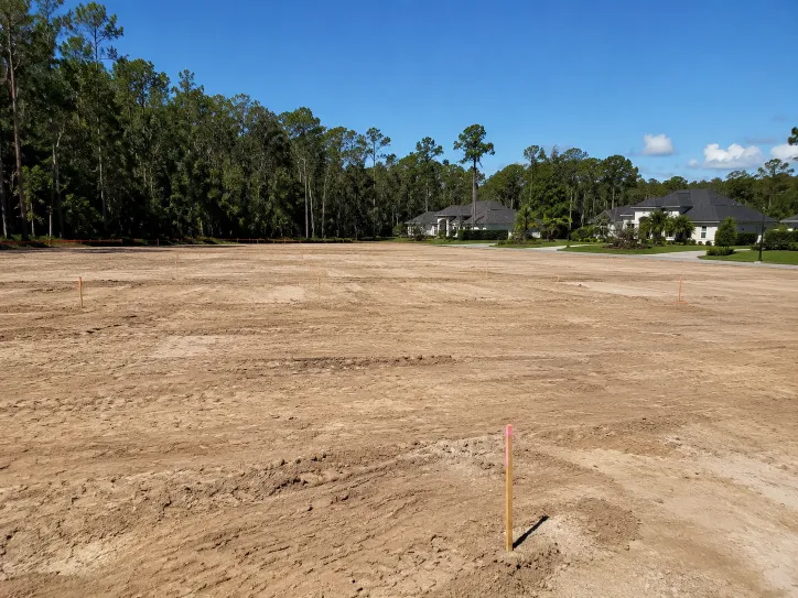 After multi-lot subdivision land clearing Ponte Vedra Florida precision graded Trimble GPS grade control GC saved 8000 fine grading costs