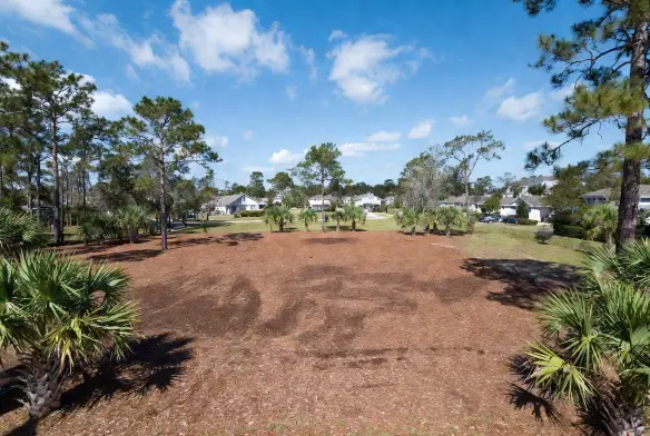 Aerial view forestry mulched property Jacksonville FL — clean cleared land with fine mulch layer ready for construction across Duval County