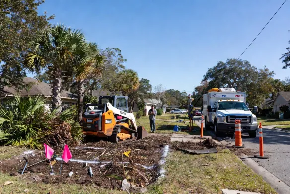 diy land clearing jacksonville fl bobcat rental skid steer utility strike septic drainfield damage baymeadows duval county