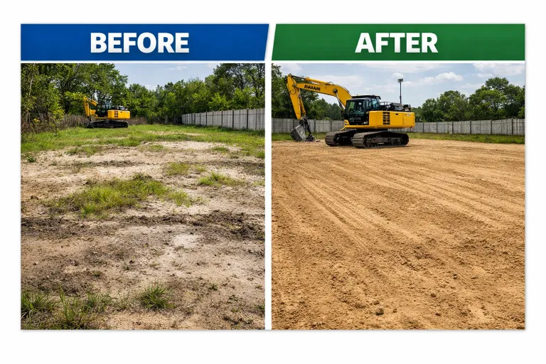 excavation services jacksonville fl before after residential pad grading ponte vedra