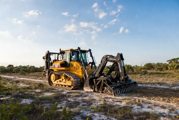 CAT D6N dozer and Fecon FTX148 mulcher used for land clearing Jacksonville FL